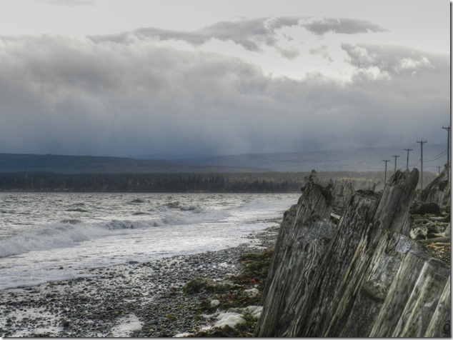 Baynes Sound, beach, clouds, Comox Harbour, fall, Goose Spit, ocean,waves,storm