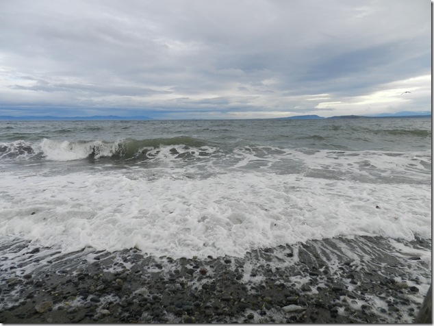 Baynes Sound, beach, clouds, Comox Harbour, fall, Goose Spit, ocean, storm, waves