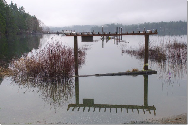 High water at Sproat Lake east of  Port Alberni