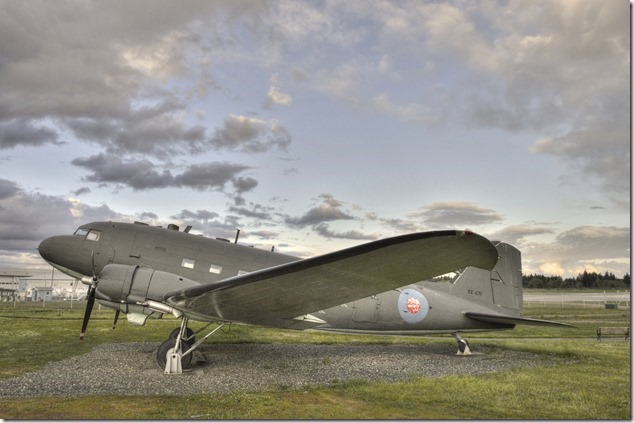 Comox Valley Airport,YQQ,Comox Air Force Museum,19 Wing,clouds,twilight,airplanes,C-47 Douglas Dakota,RCAF
