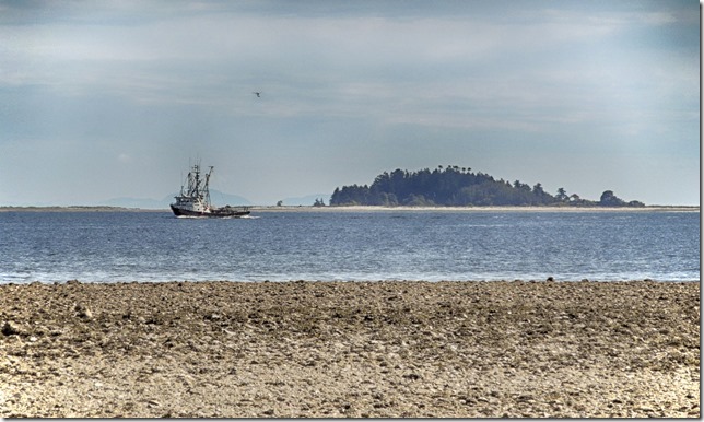 Royston,ocean,fish boat,Salish Sea,ocean,beach,Baynes Sound,mountain,Georgia Strait,sandy Island