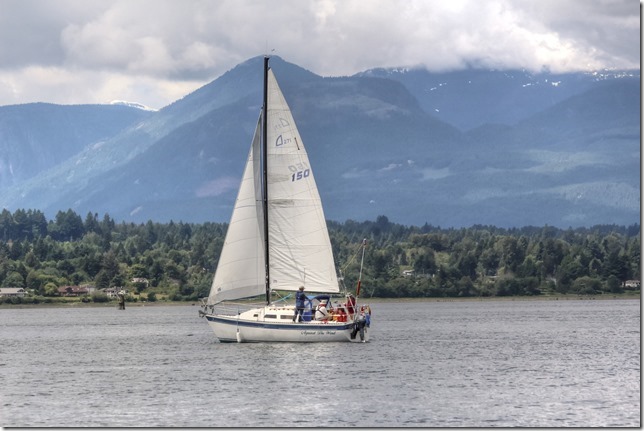ships,ocean,sailing,nature,clouds,mountains,Baynes Sound