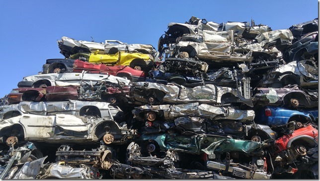 crushed cars,recyling,automobile recycling facility,scrap metal