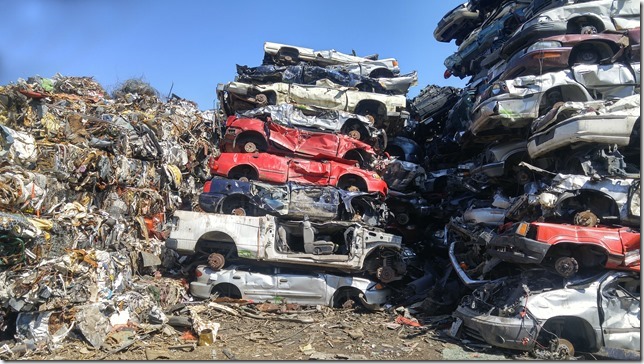 crushed cars,recyling,automobile recycling facility,scrap metal