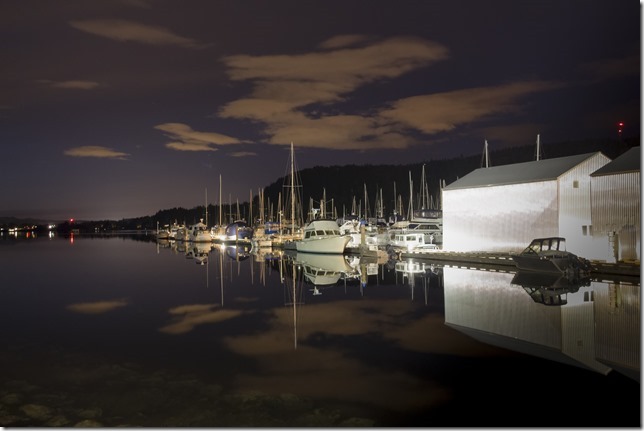 Ladysmith,Highway 1,spring,ships,marina,night,exisiting light photography