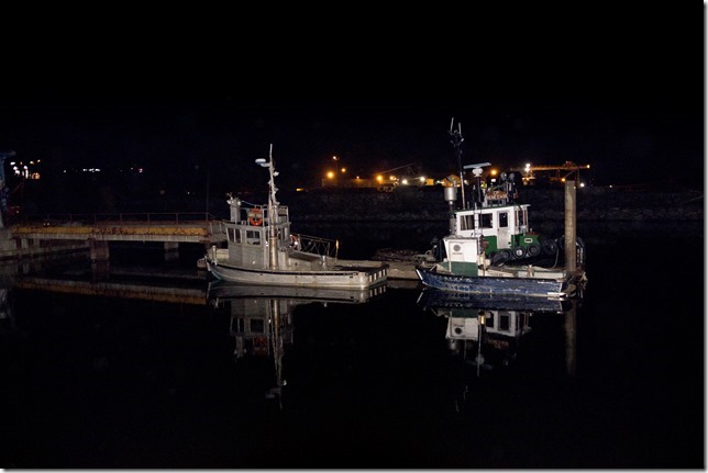 Ladysmith,Highway 1,spring,ships,marina,night,exisiting light photography,tug boat,spring,Ladysmith Government Wharf
