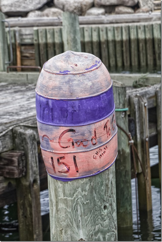Old fishing floats on the top of pilings&hellip;
