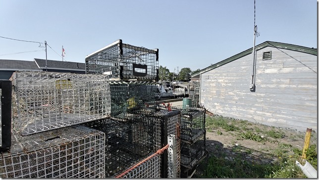 A stack of lobster traps stored at a fishing shack - Eastern Passage