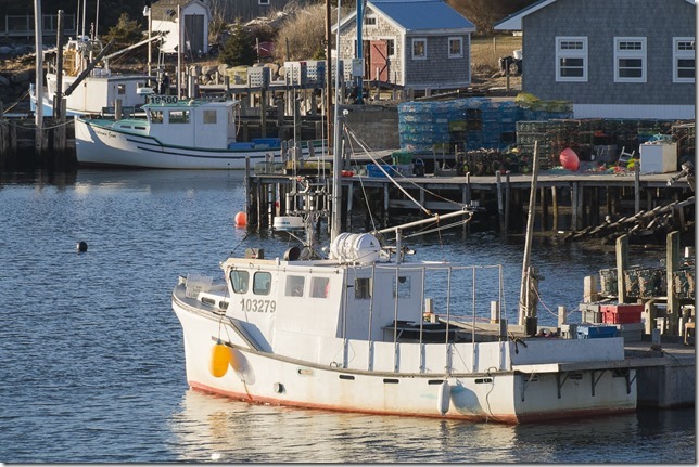 Lobster boats at the Government Wharf on the southwest tip of Bush Island