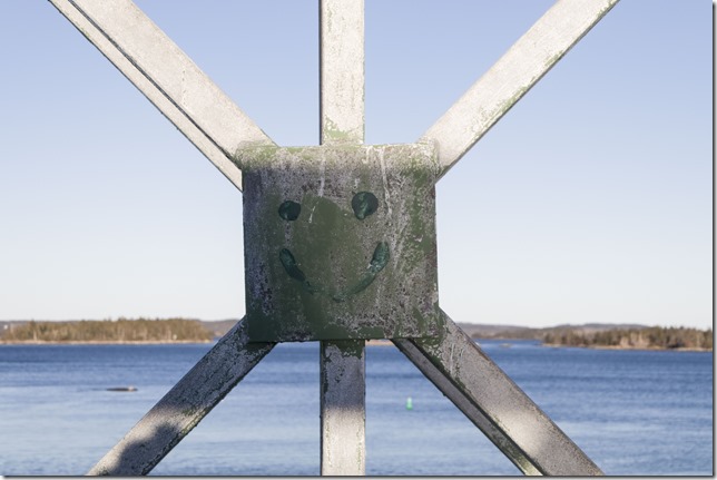 A bit of artwork on the bridge over Crooked Channel, connecting Bush Island and Jenkins Island 