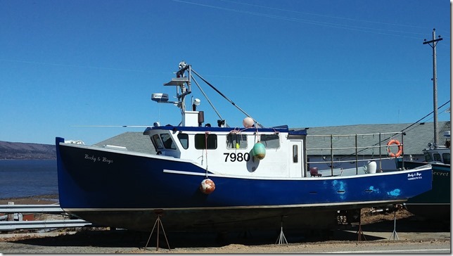 The fishing boat Becky & Boys on the hard in Digby