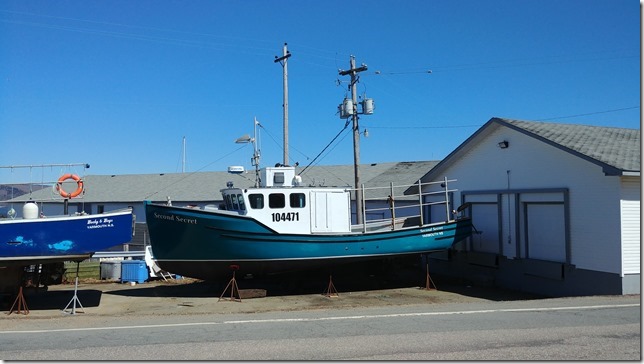 The fishing boat Second Secret on the hard in Digby