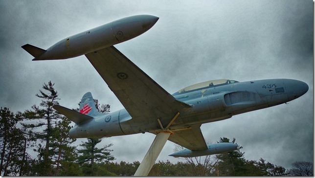 Lockheed/Canadair CT-133 at the entrance to CFB Greenwood