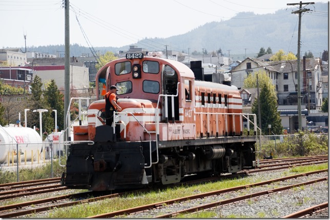 Alberni Pacific 8427, a 1954 1600 HP Alco RS-3 120 ton  locomotive