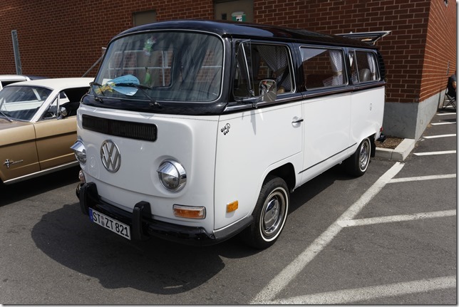 A Volkswagen Beetle convertible, and a camper van  at the Avon River Days Show & Shine, in Windsor Nova Scotia